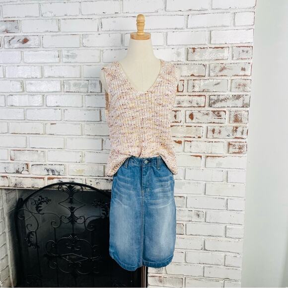 Vintage 7 for all Mankind Cotton Denim Side Slits Mini Skirt Size 26 - Picture 1 of 7